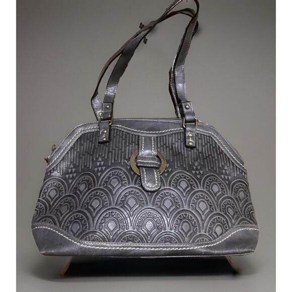 Born Concepts boc Grey Carlston Scallop Design Shoulder Bag Double Handle Purse - Picture 1 of 15